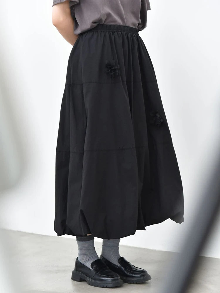 Voluminous Balloon Midi Skirt-SimpleModerne