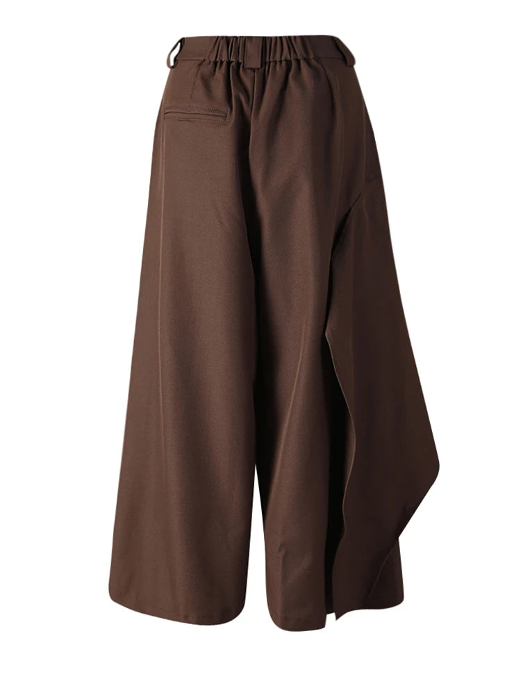 Punky Coffee-Brown Layered Trousers-SimpleModerne