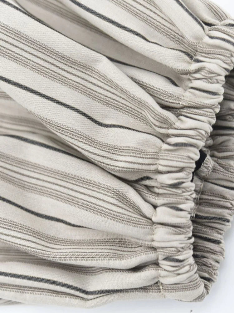 Sand Striped Relaxed Balloon Trousers