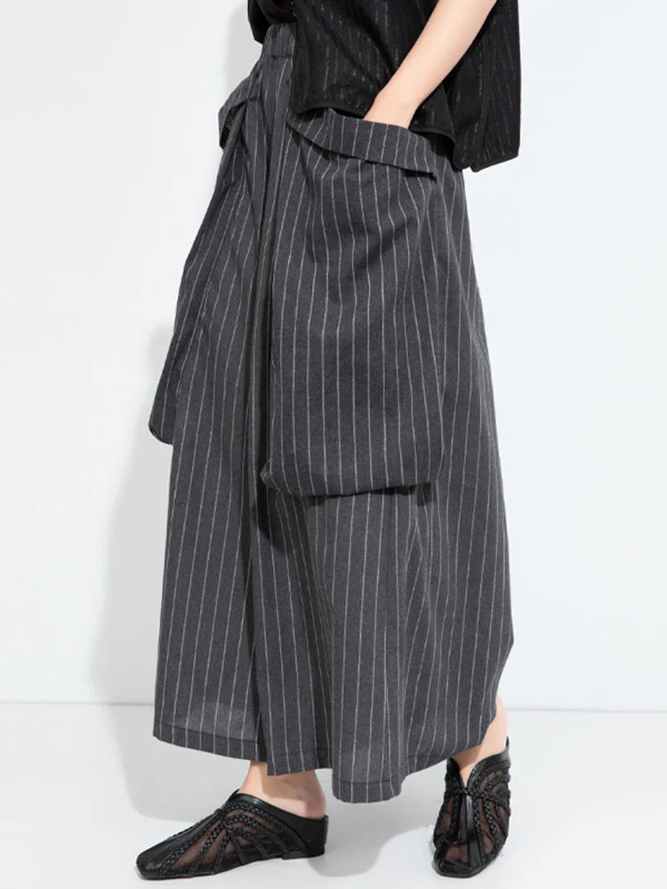 Pinstripe Volume Trousers – Casual Minimal Goth-SimpleModerne