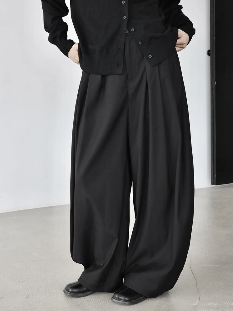 Black Extra Wide-Leg Trousers | Oversized Tailored Pants-SimpleModerne
