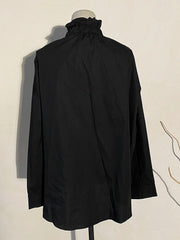 Ruffled Blouse with Decorative Buttons-SimpleModerne