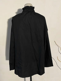 Ruffled Blouse with Decorative Buttons-SimpleModerne