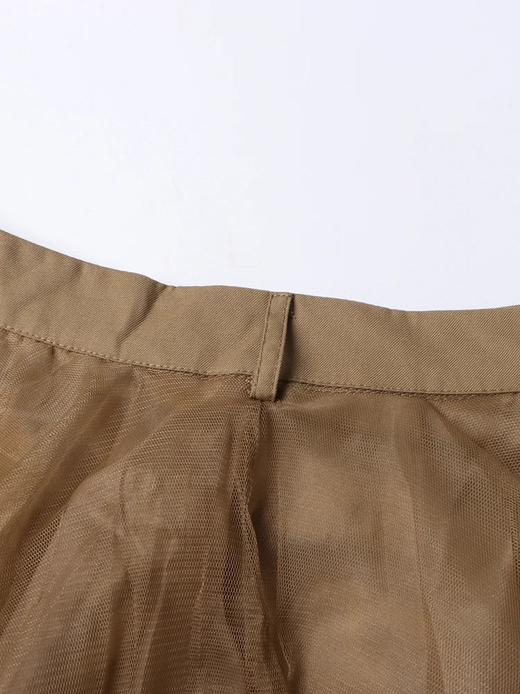 Caramel Chic Tulle Skirt with Buckle Lace Up-SimpleModerne
