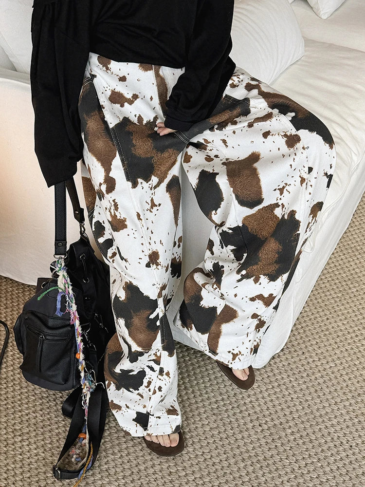 Abstract Flow Wide-Leg Trousers-SimpleModerne