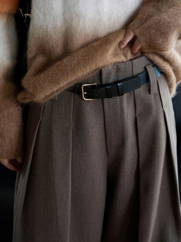 Mocha Structured Extra Wide-Leg Trousers-SimpleModerne