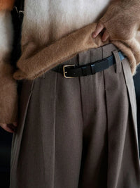 Mocha Structured Extra Wide-Leg Trousers-SimpleModerne