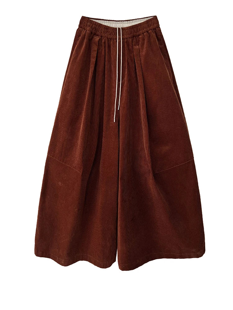 Wide Corduroy Trousers — Deep Chestnut Brown-SimpleModerne