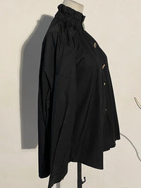 Ruffled Blouse with Decorative Buttons-SimpleModerne