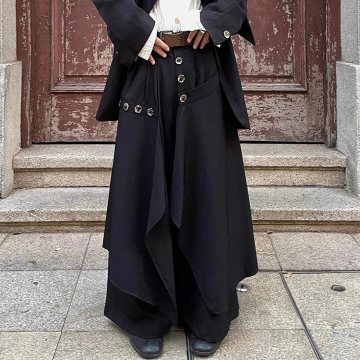 Casual Minimal Goth Irregular Design Trousers-SimpleModerne