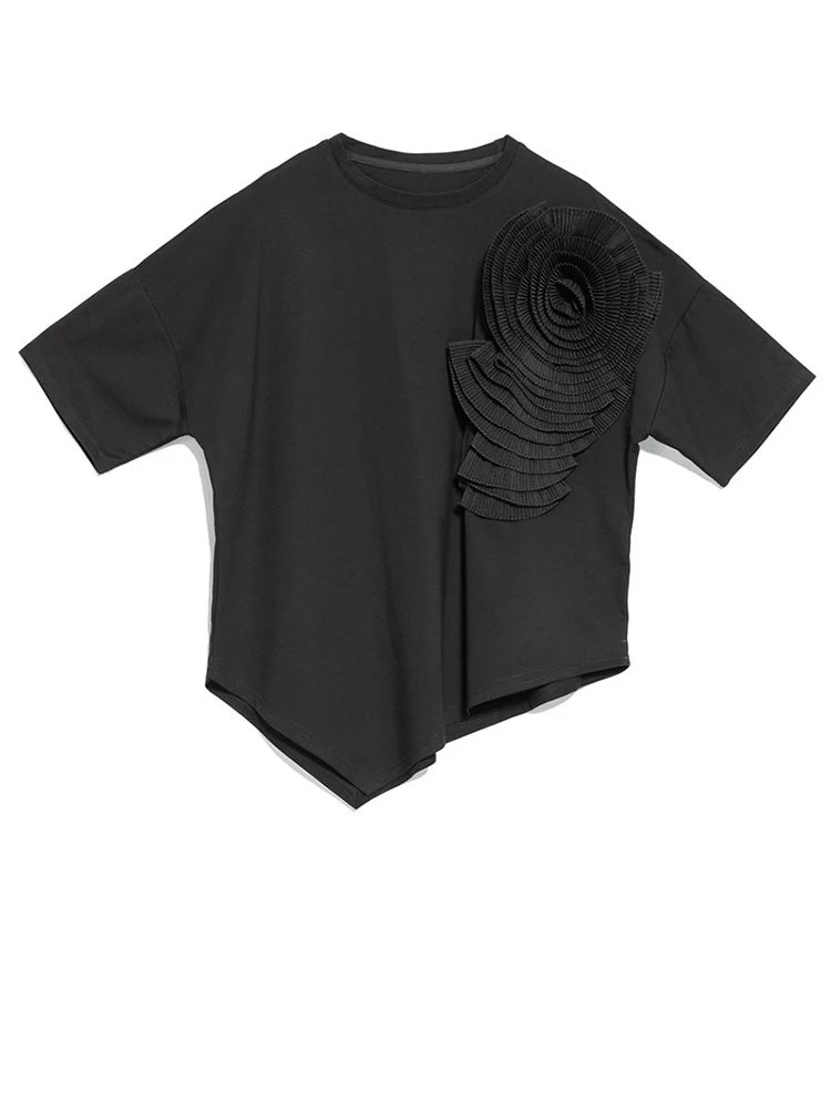 Jazz Up Relaxed Fit T-shirt with Organza Decorations-SimpleModerne