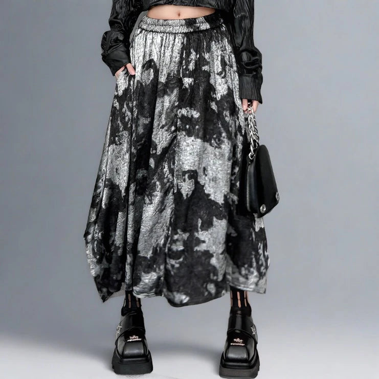 Casual Minimal Goth Tie Dye Patter Skirt-SimpleModerne