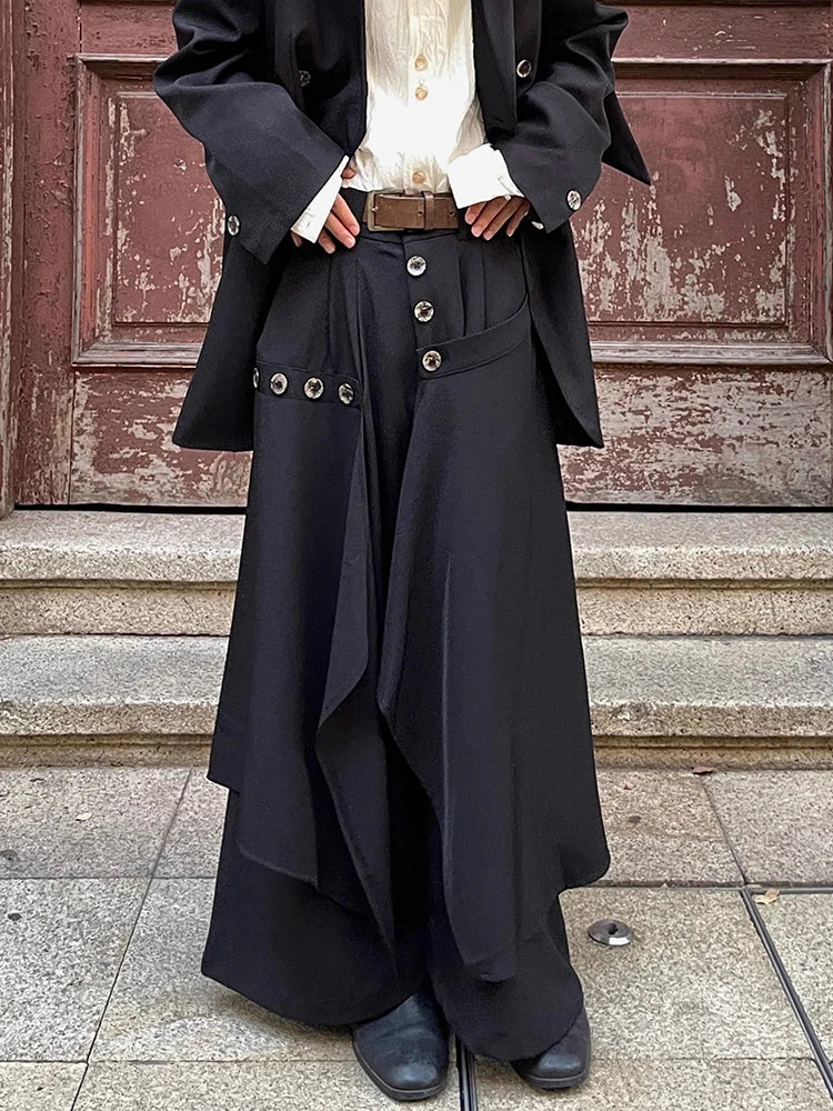 Casual Minimal Goth Irregular Design Trousers-SimpleModerne