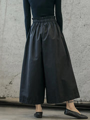 Casual Minimal Goth Wide Legged Capri Trousers-SimpleModerne