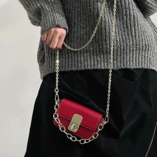 Casual Minimal Goth Mini Red Bag-SimpleModerne