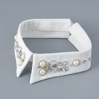 Embellished Detachable Collar – Minimal Gothic Pearl Accent-SimpleModerne