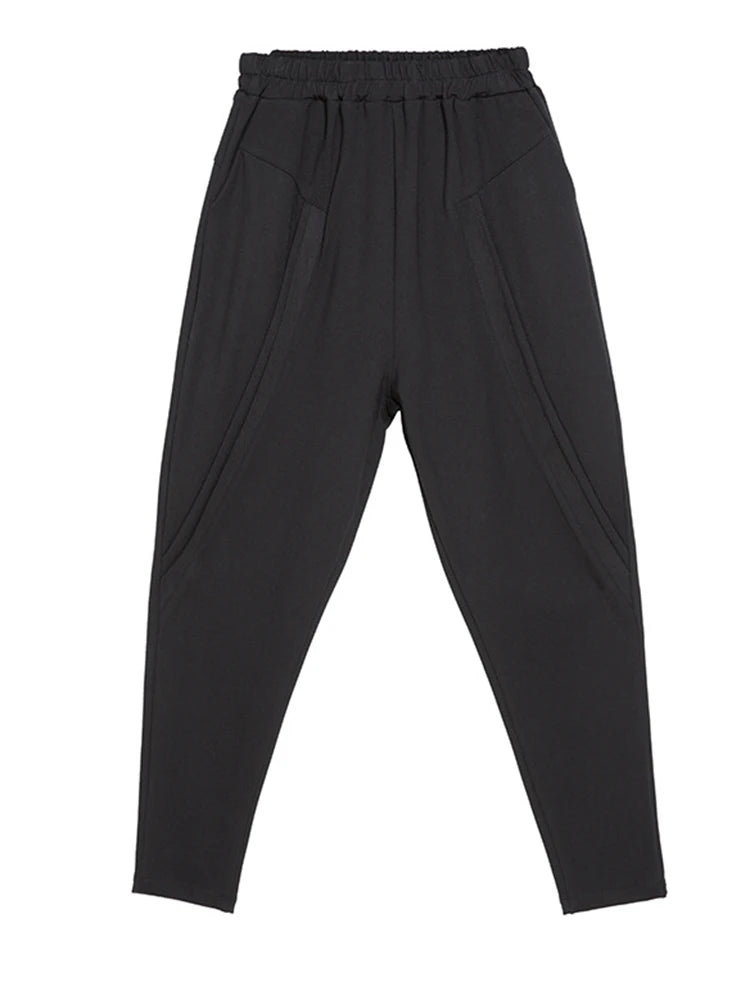 Re-launch Paneled Kinetic Harem Trousers - Obsidian Black