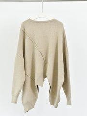 Minimalist Asymmetric Hem Pullover with Long Sleeves – Casual Cozy Fit-SimpleModerne