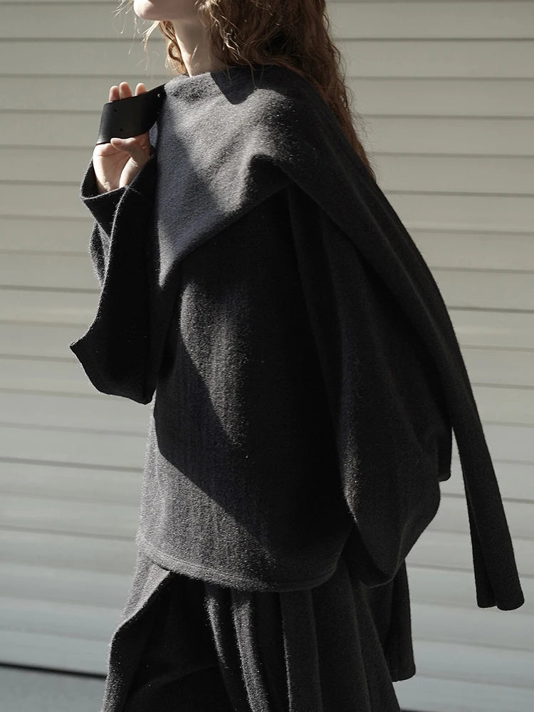 Black Overlay Pullover-SimpleModerne