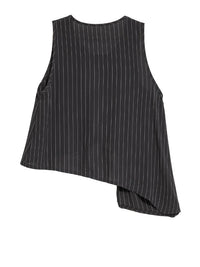 Asymmetrical Pinstripe Draped Top-SimpleModerne