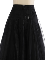 Gothic Style Tulle Skirt with Buckle Closure-SimpleModerne