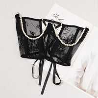 Pearl Lace Corset White Belt-SimpleModerne