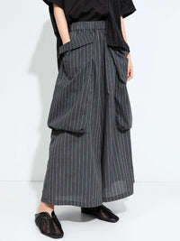 Pinstripe Volume Trousers – Casual Minimal Goth-SimpleModerne