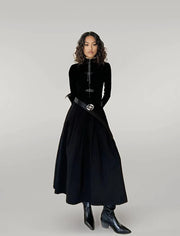 Casual Minimal Goth Maxi Black Dress-SimpleModerne