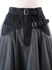 Layered Gothic Style Tulle Skirt with Buckles-SimpleModerne