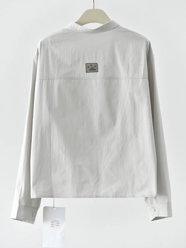 Playful Cat Print Shirt Blouse