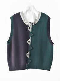 Asymmetric Two-Tone Knitted Vest
