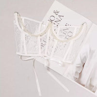 Pearl Lace Corset White Belt-SimpleModerne