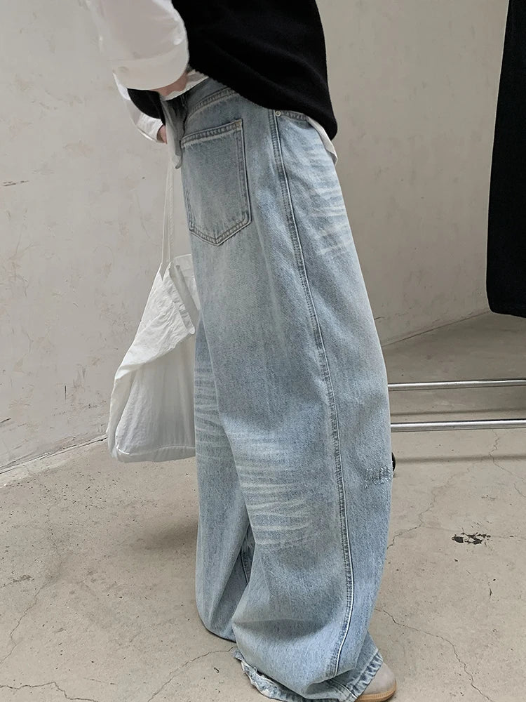 Wide-Legged Light Wash Jeans-SimpleModerne