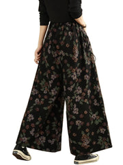 Floral Wide-Leg Trousers – Vintage Punk Vibes-SimpleModerne