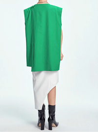 Asymmetric Raw-Edge Sleeveless Blazer-SimpleModerne