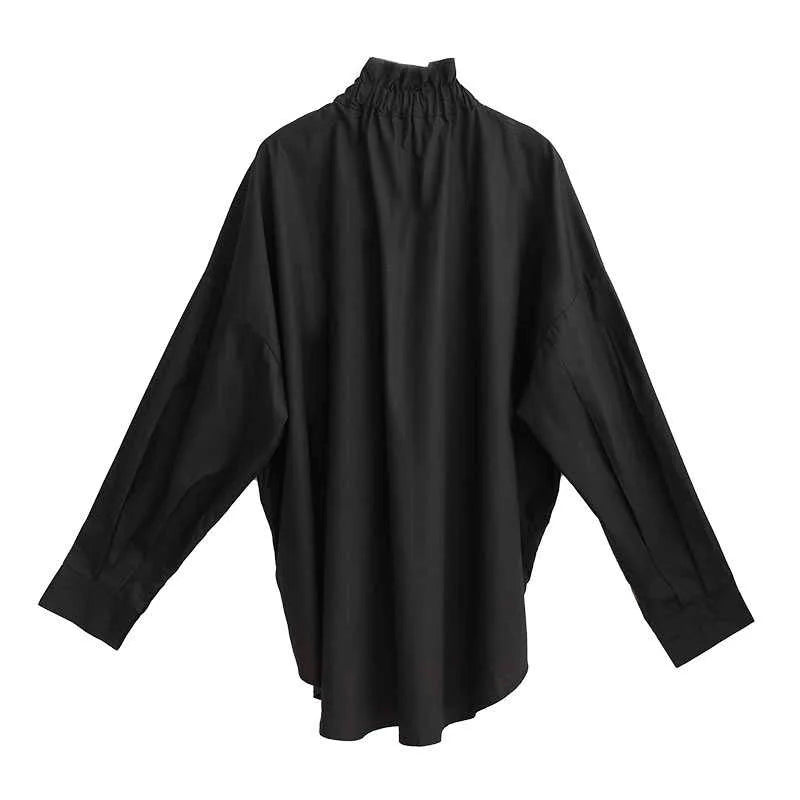 Ruffled Blouse with Decorative Buttons-SimpleModerne