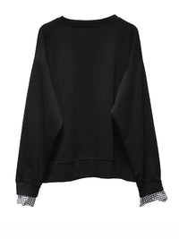 Black Gingham Rose Pullover | Relaxed Alternative Sweatshirt