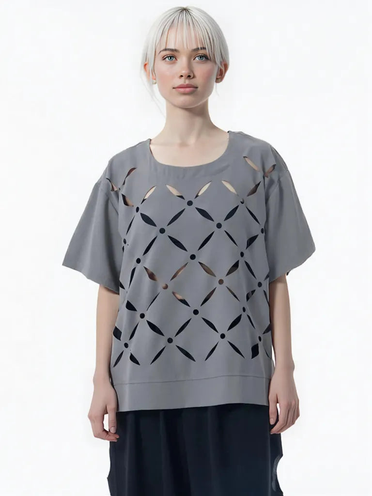 Punky Cut-Out Relaxed Tee – Bold and Effortless Style-SimpleModerne