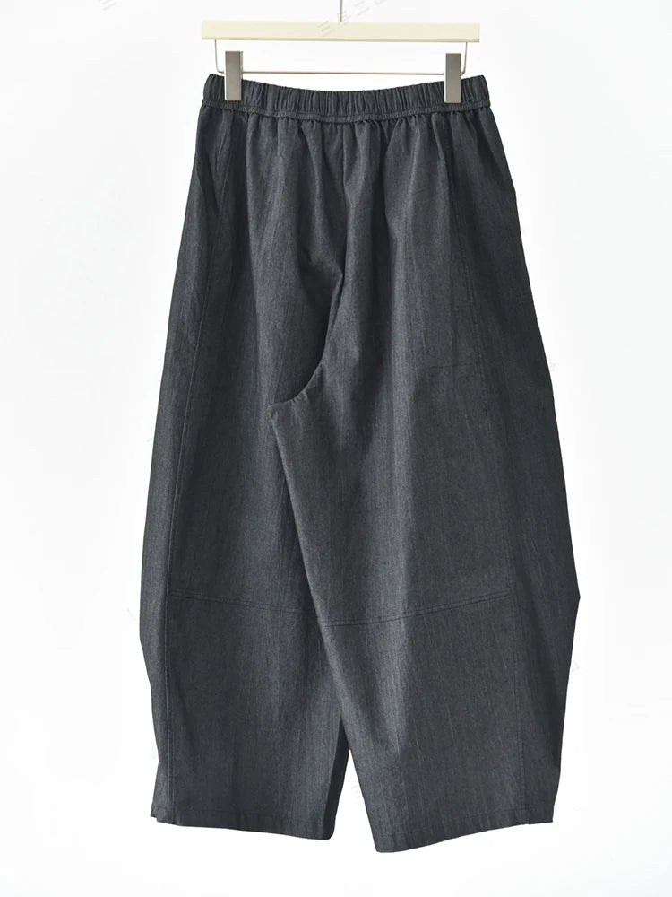 Grey Sculpted Wide-Leg Trousers | Relaxed Minimalist Balloon Pants