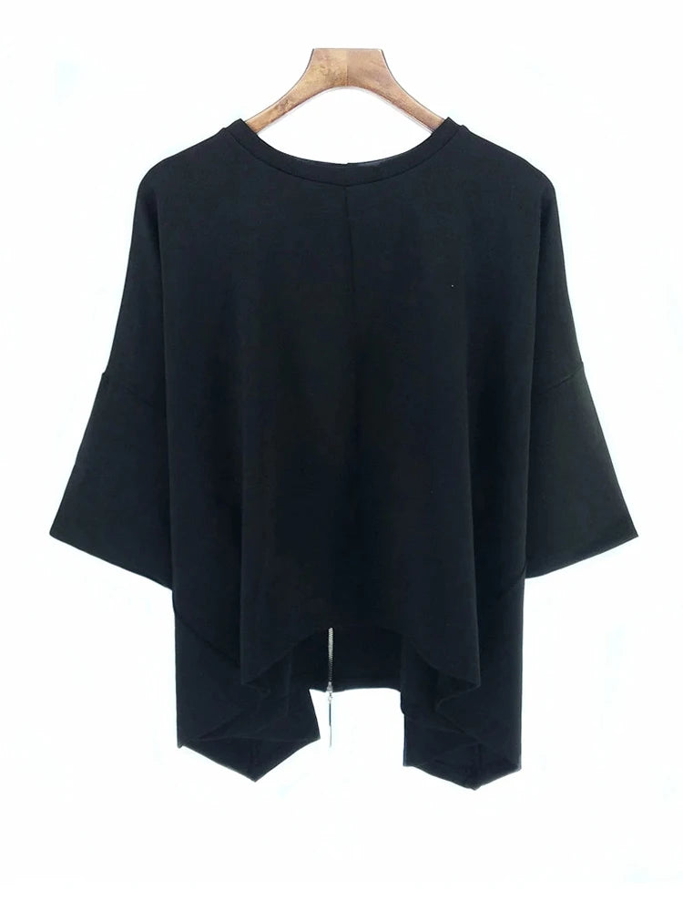 Industrial Exposed-Zip Boxy Tee - Void Black