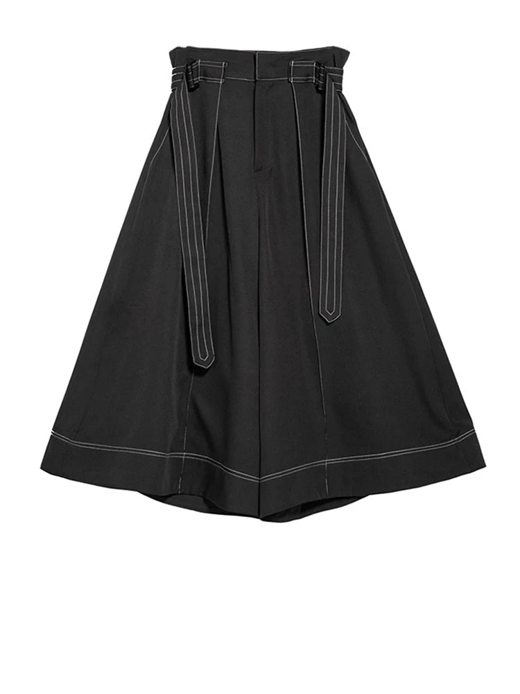 Wide-Leg Capri Culottes with Belt Detail-SimpleModerne