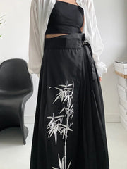 Casual Minimal Goth Embroidery Skirt-SimpleModerne