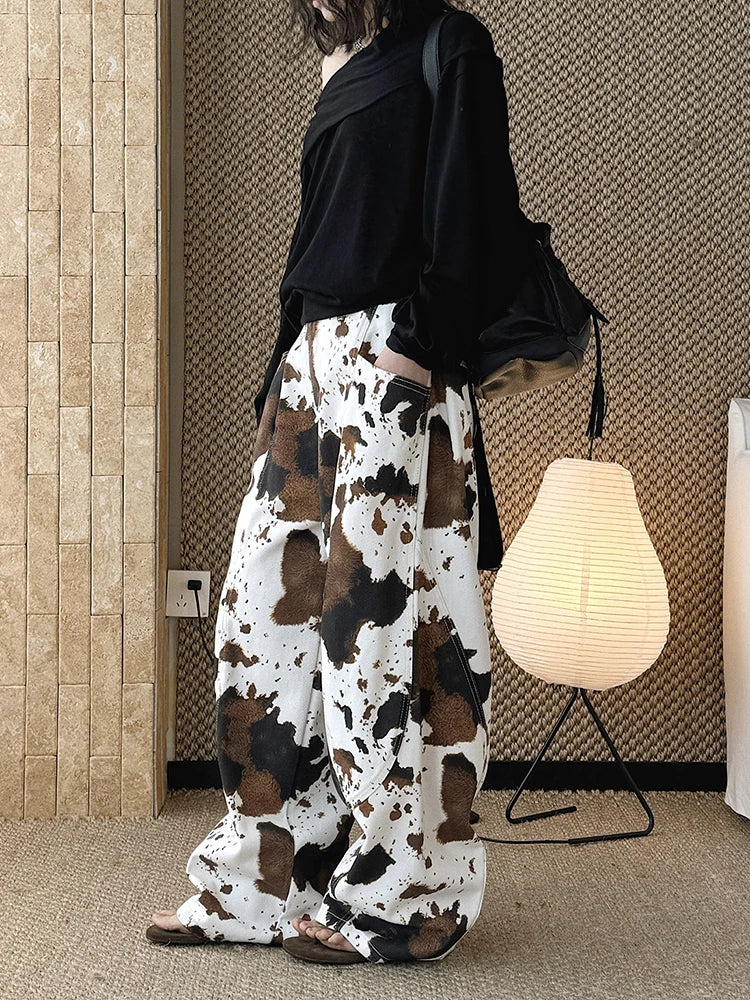 Abstract Flow Wide-Leg Trousers-SimpleModerne