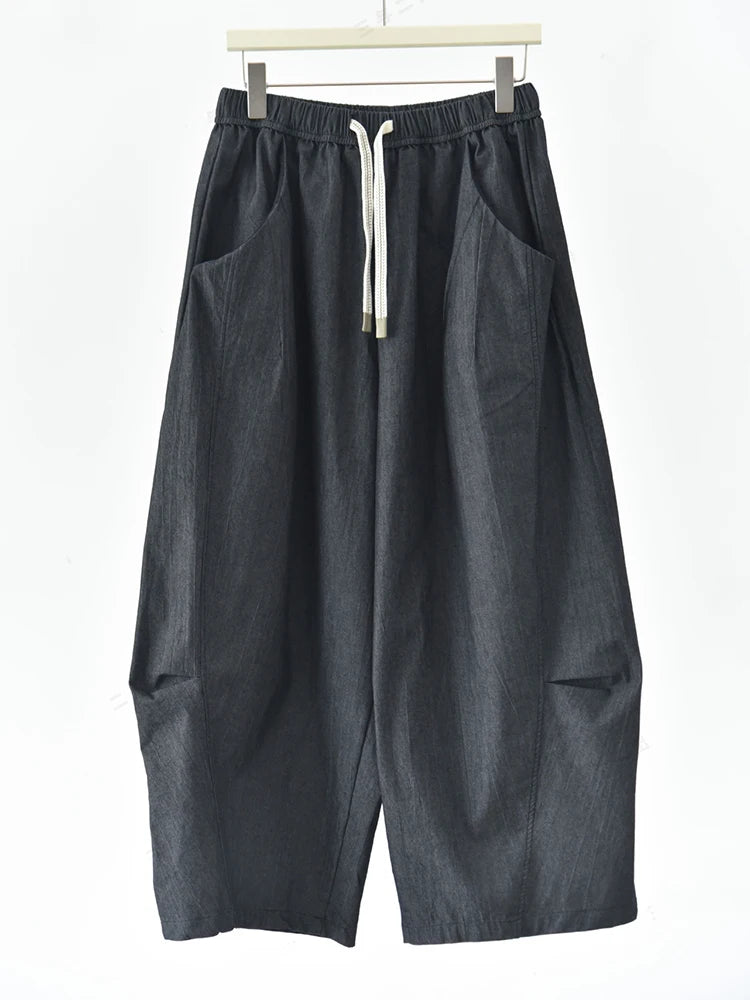 Grey Sculpted Wide-Leg Trousers | Relaxed Minimalist Balloon Pants
