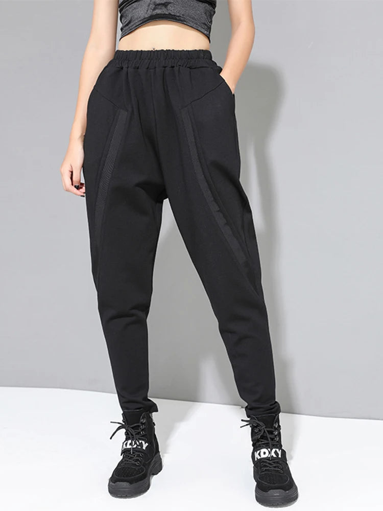 Re-launch Paneled Kinetic Harem Trousers - Obsidian Black