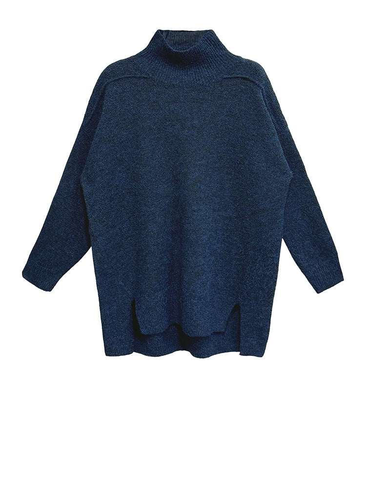 Oversized Turtleneck Knit Sweater-SimpleModerne