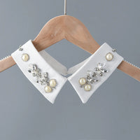 Embellished Detachable Collar – Minimal Gothic Pearl Accent-SimpleModerne
