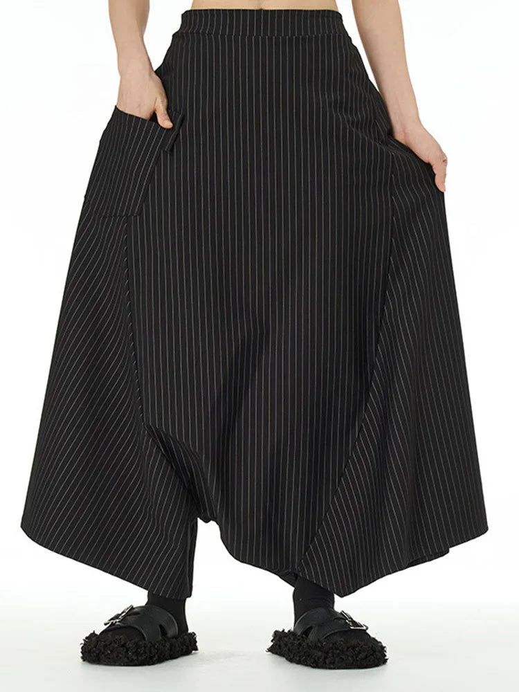 Deep Harem Capri Trousers – Pinstripe-SimpleModerne