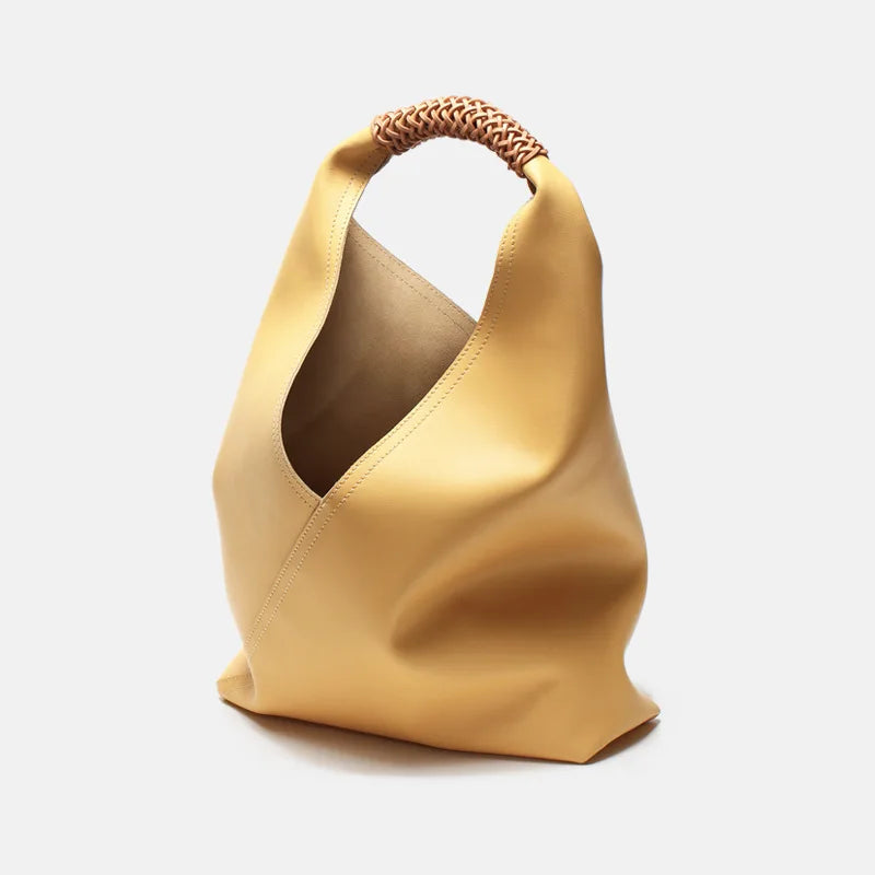 Soft Natural Leather Yellow Shopper-SimpleModerne