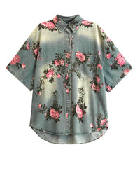 Vintage Bloom Oversized Shirt-SimpleModerne